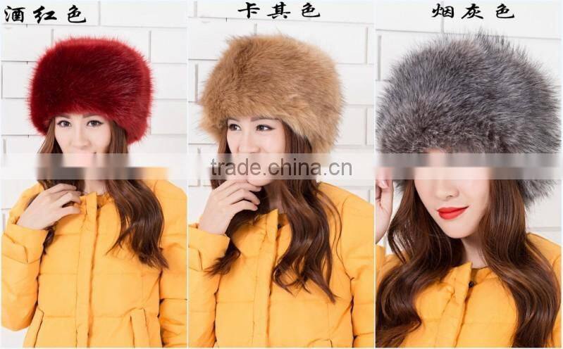 Woman and man fashion fox faux fur russian hats with satin lining/Round top unisex winter cap hats