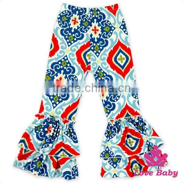 Fancy Wear Printed Pattern Two Layers icing Wholesale Girls Ruffle Pants