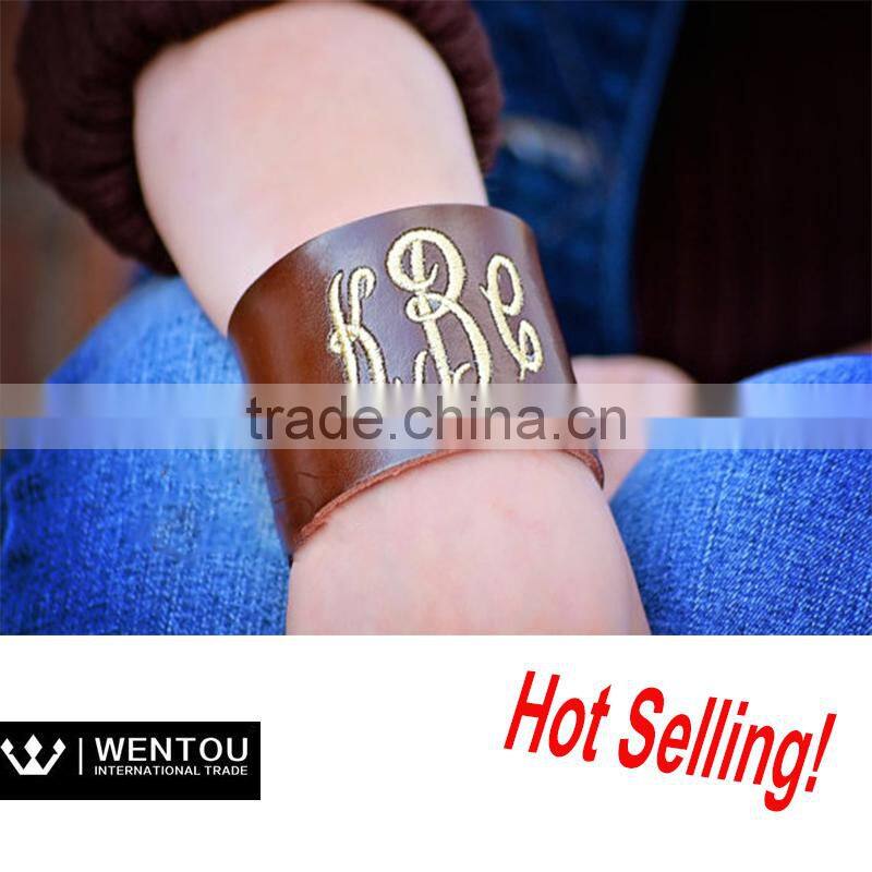 Hot Selling Personalized Monogram Leather Cuff