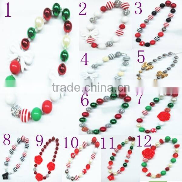 Christmas Baby Bubblegum Beaded Necklace