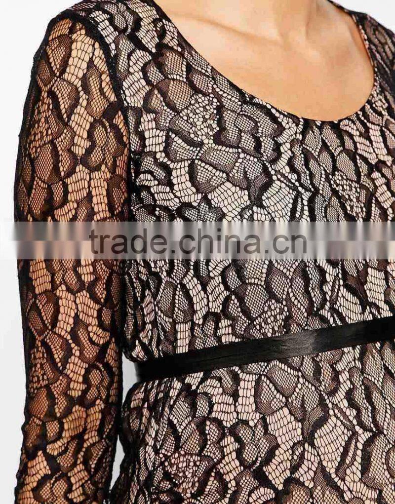 Custom made maternity clothes Long Sleeve Bodycon Lace Dress for fashion pregnant women dongguan weibao clothing