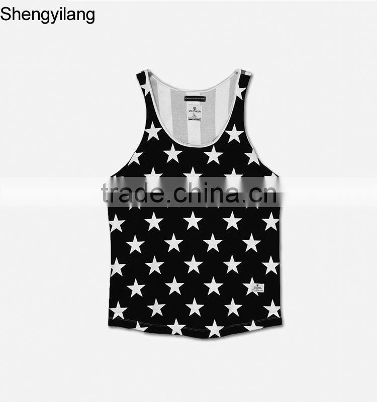 Wholesale high quality fashion printing cotton gym tank top china manufacturer