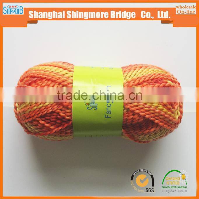 Shopping knitting yarns china producer cheapest wholesale oeko tex hand knitting scarf yarn high tenacity polyester ripple yarn