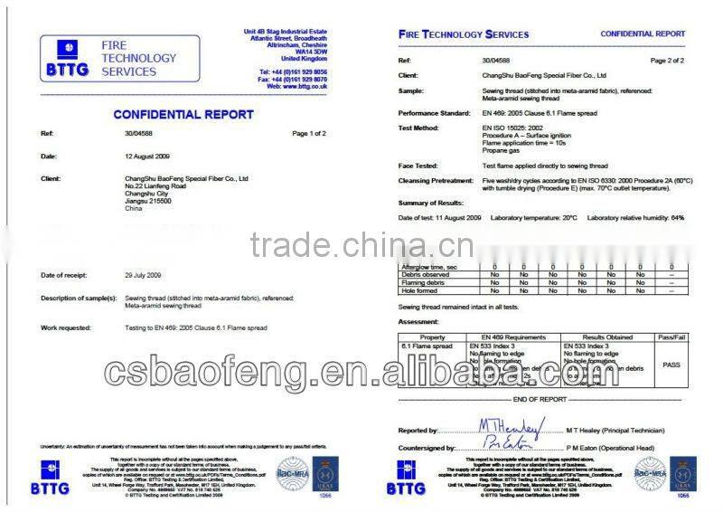 Flame Resistant Aramid Sewing Thread Ne403/Tex45