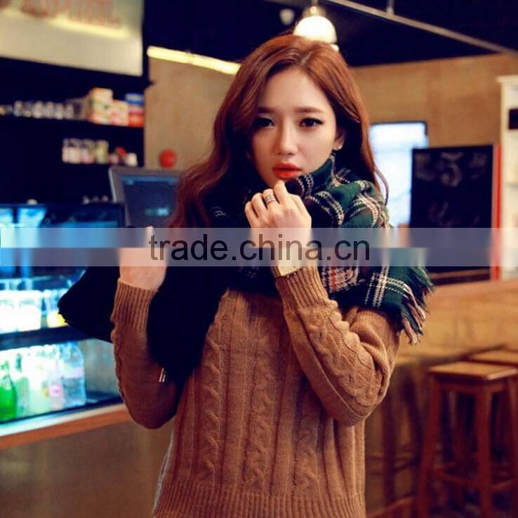 Classic fashion jacquard checked plaid acrylic long double side scarf stock