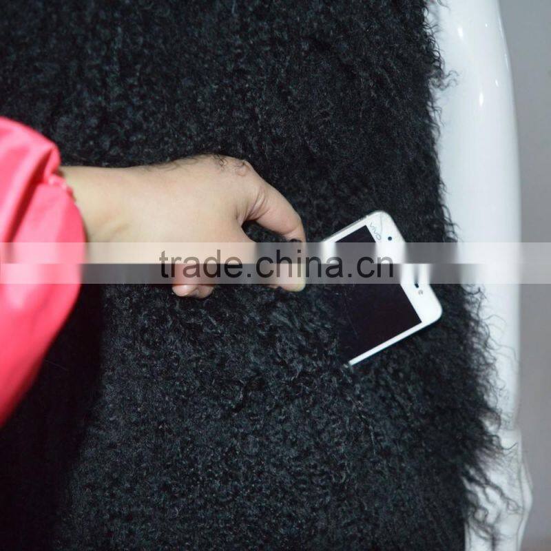 SJ036-01 2017 New fashion Hipe Length Real fur vest for girl or women