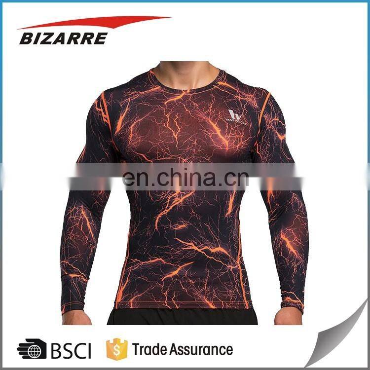 Custom fitness lycra wholesale men active clothing compression t shirt gym wear