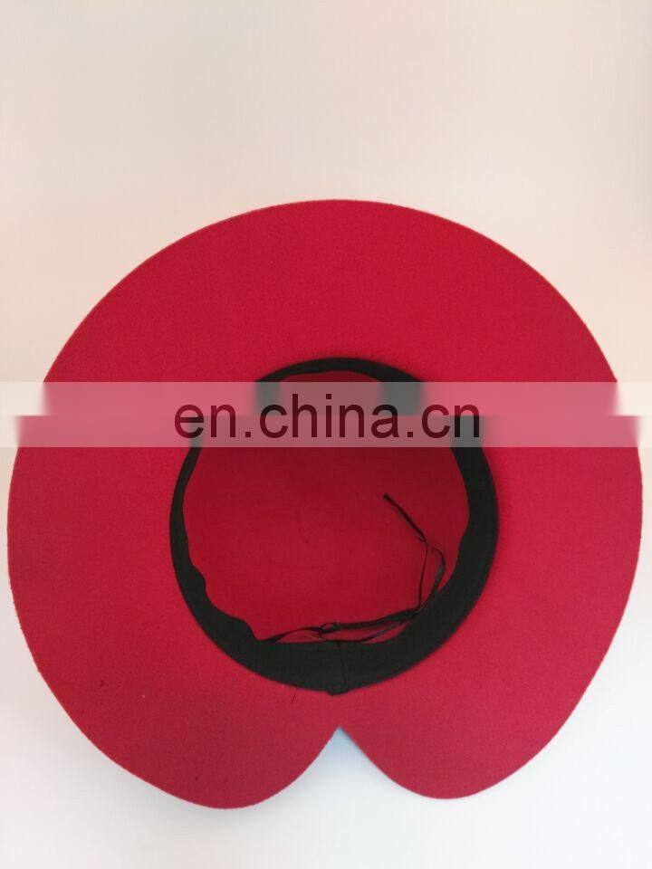 Winter girls fashion hats Imitation wool red formal hat with bowknot