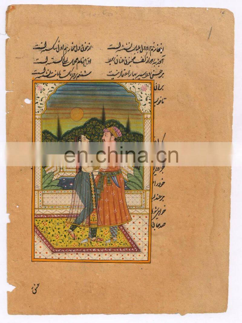 India Mughal Miniature Original Ethnic Mugal Harem Scene Painting Water Color Indian Art