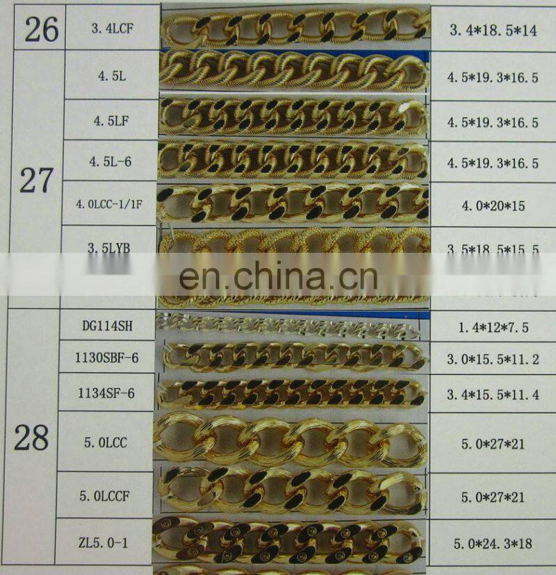 wholesale custom made design aluminum oxidation long chain design gold