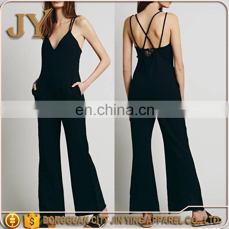 Long Pant Jumpsuit Black Polyester Jumpsuit Designer Jumpsuit Women