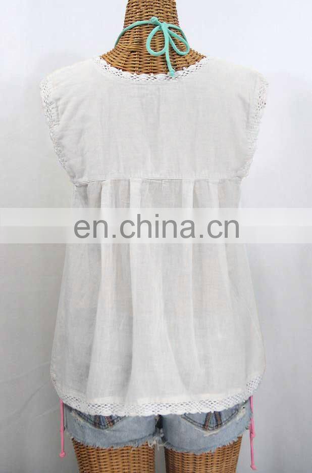 Handmade 100% Cotton White Floral Embroidered Mexican Stylish Women's Party Wear Kaftan