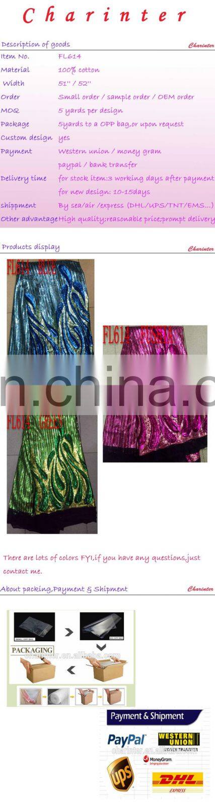 2015 fashion African lace fabrics wholesale/retail(FL614)high quality/best price/in stock/popular/fashion/prompt delivery