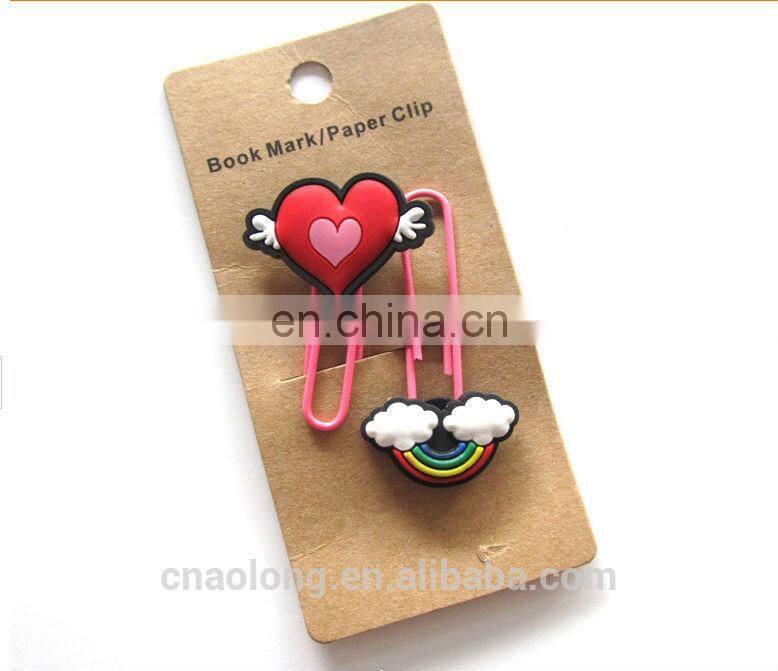 child used and school promotion gift custom made soft pvc book marks/rubber bookmark