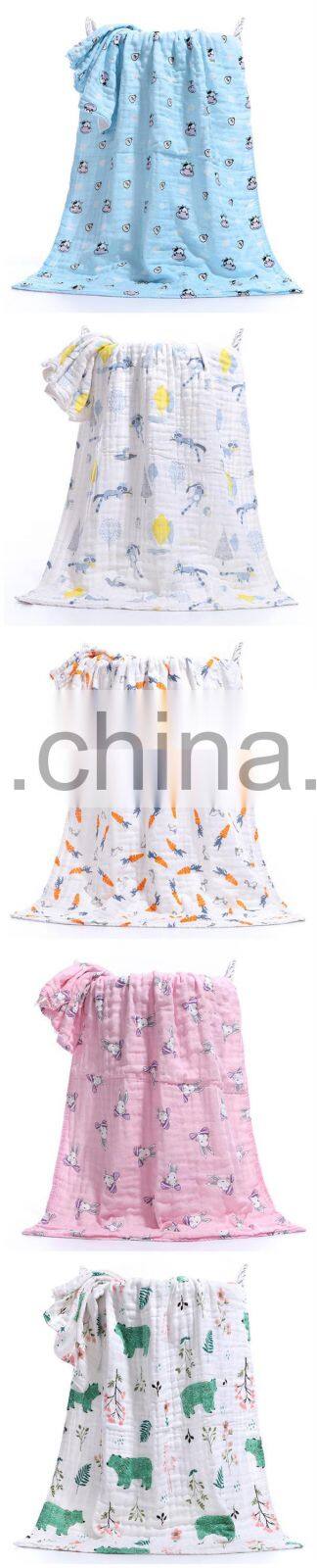 cute baby swaddle 100%cotton 6 layer muslin super soft baby bath towel muslim newborn swaddle cotton baby blanket