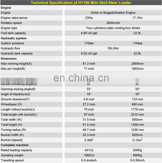 CE and EPA Certficat Chinese compact cheap skid steer mini skid steer loader with quick hitch