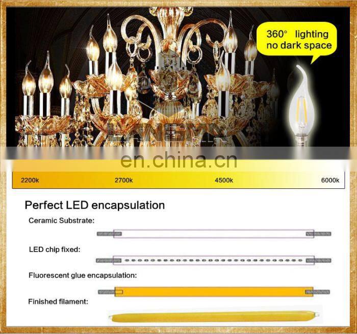 Langma high quality AC 110v 2w 4w Christmas e12 led flicker flame candle light bulbs cob decorative filament warm white
