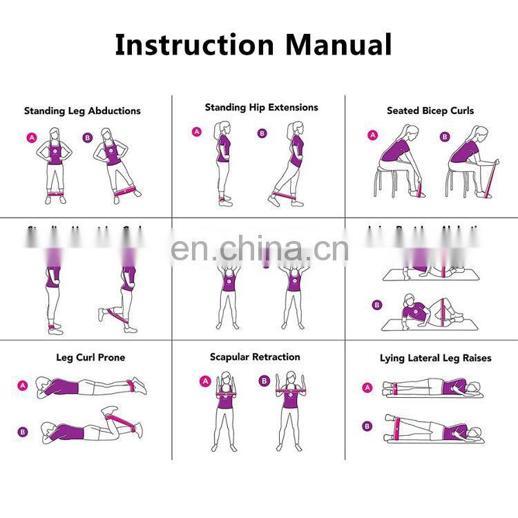 5 Level Fitness Yoga Elastic Resistance Bands Custom Exercise Band Loop