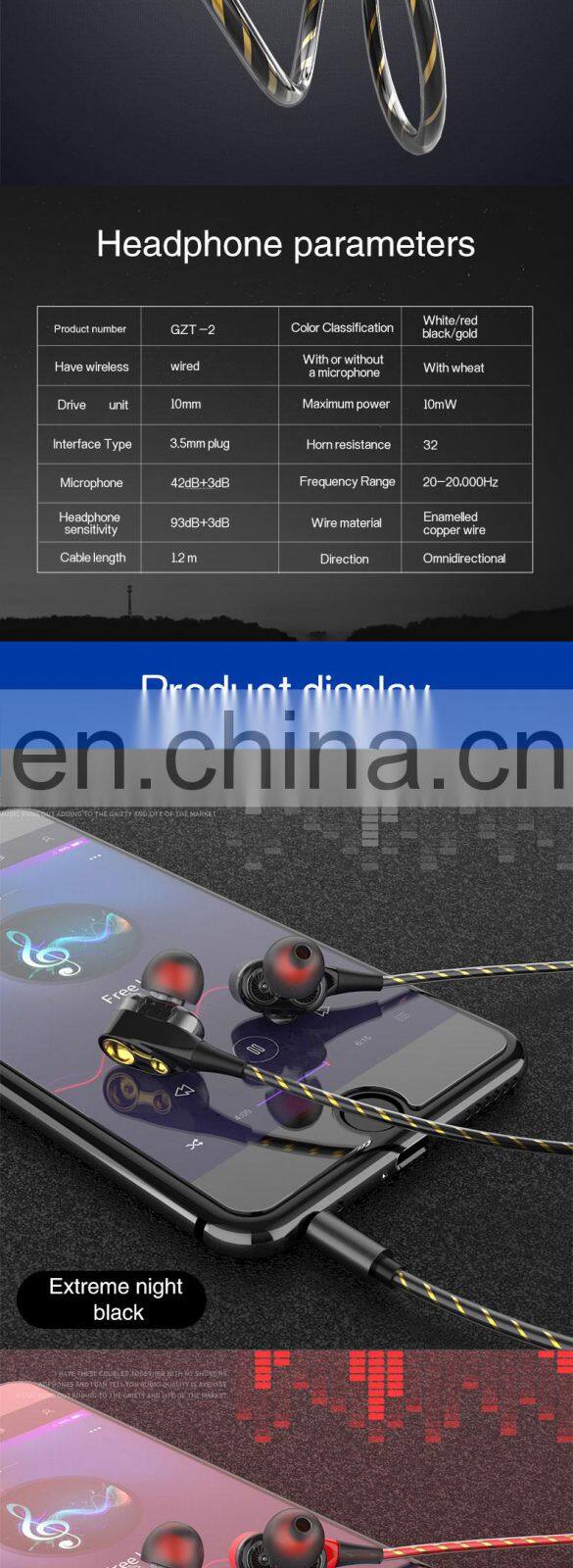 Golden Sky Wired Noise Cancelling Cheaper Earbuds Earphone Sports Stereo Headphone Headset In Ear Wired Earphone Oem Factory