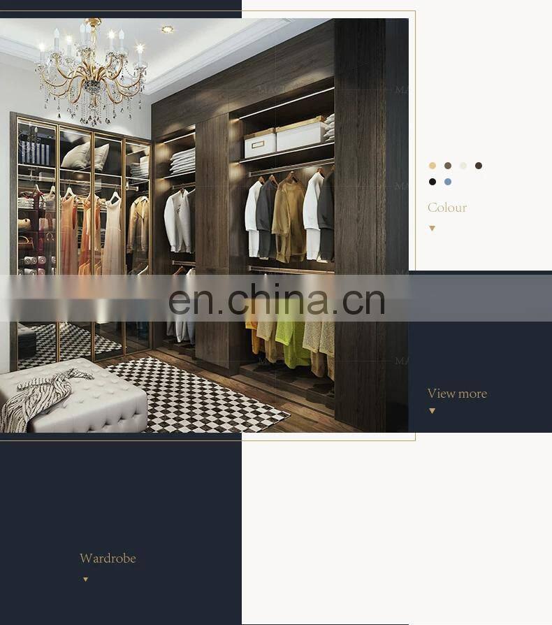 Modern Simple Design Bedroom Furniture Melamine Cloakroom Walkin Closet Wardrobe