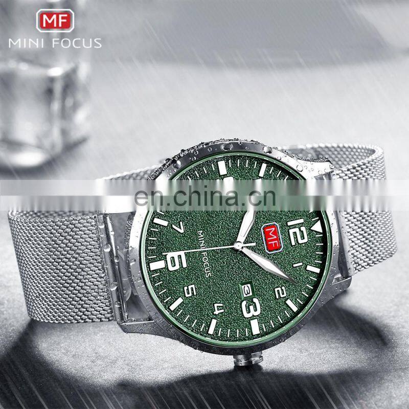 MINI FOCUS MF0158G Men's Fashion Colourful Stainless Steel Band Quartz Analog Watch