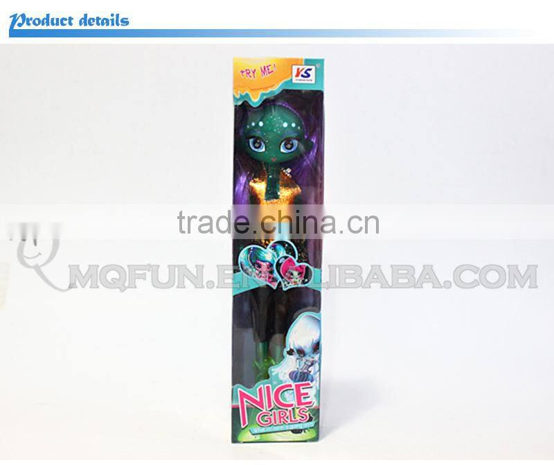 Mini Qute kawaii beautiful American Latex big head Alien girl kids fashion Plastic doll decoration educational toy NO.YS2013-1B