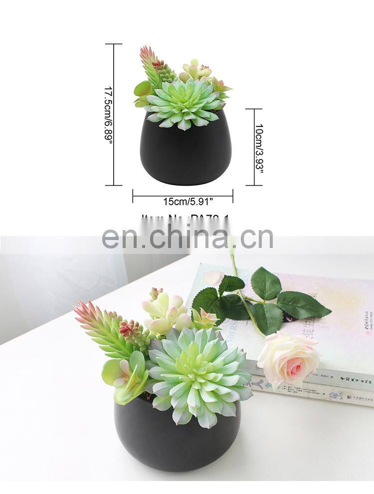 Home Garden Decorations Plastic Flower Wholesale Cute Pots Assorted Artificial Succulents With Black Pot