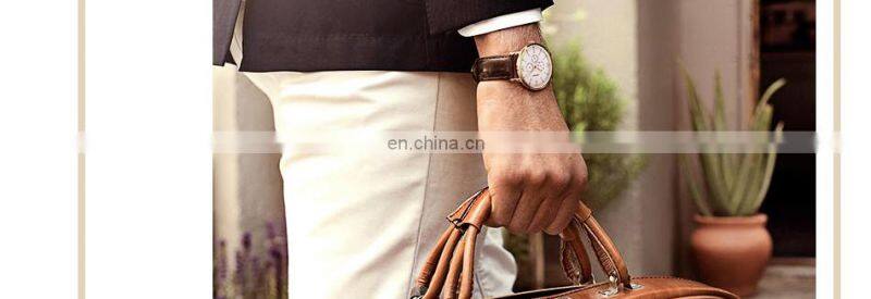 SINOBI Classic Coffee Color Men Wrist Watches S9546G Business Casual Suit Handwatch Second Dial Male Watch