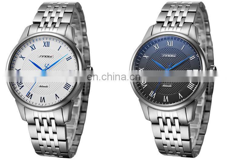 SINOBI Classical Automatic Mens Luxury Watch 316L Stainless Steel Case & Band Calendar Drop Shipping Wristwatch 1246G Montre