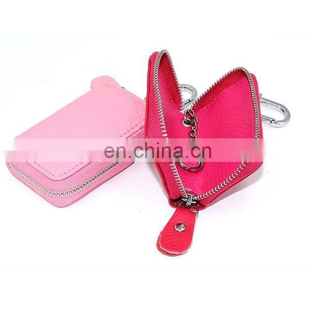 Online Shopping Women Men Custom Zipper Leather Vehicle Car Key Case with Keyring Holder