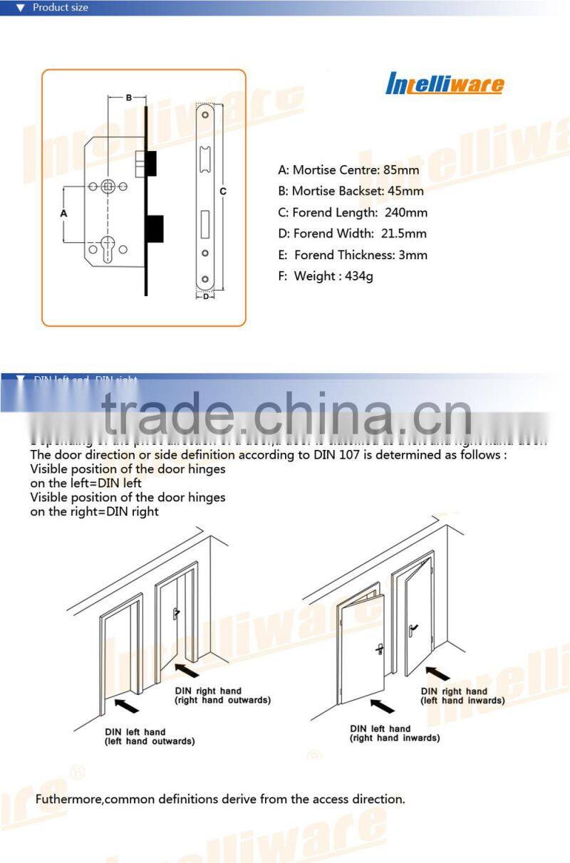 European model GP color cylinder lock steel front plate with powder coating