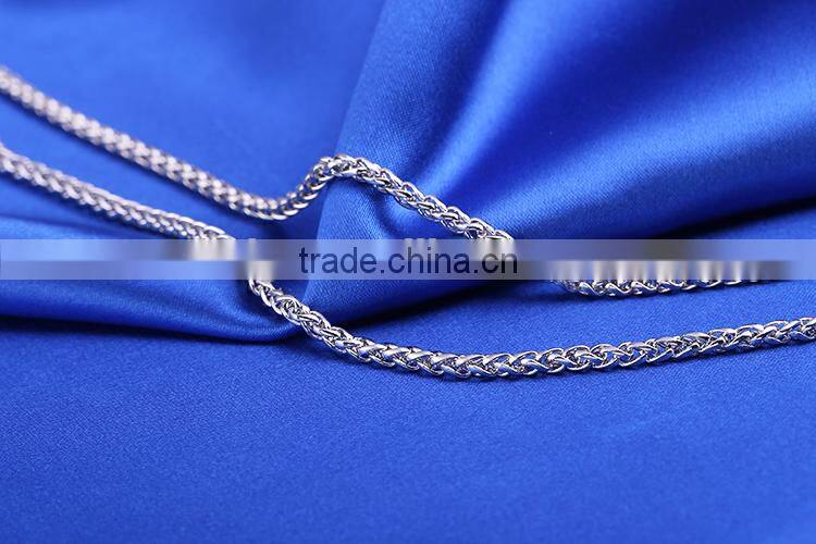 2015 fashion jewelry rhodium plated brass chain twisted necklace