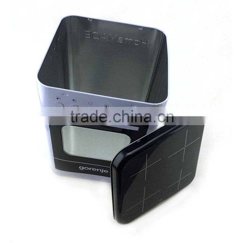 rectangle tin cans with PVC window for electronic battery packing