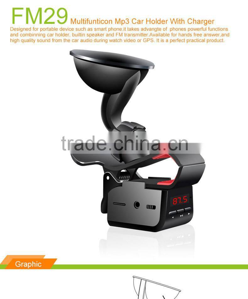 High Quality Car Holder With Charging Plus BT Handsfree And External Speaker
