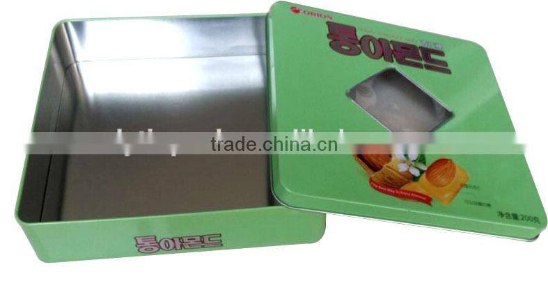 Plain square metal tin box