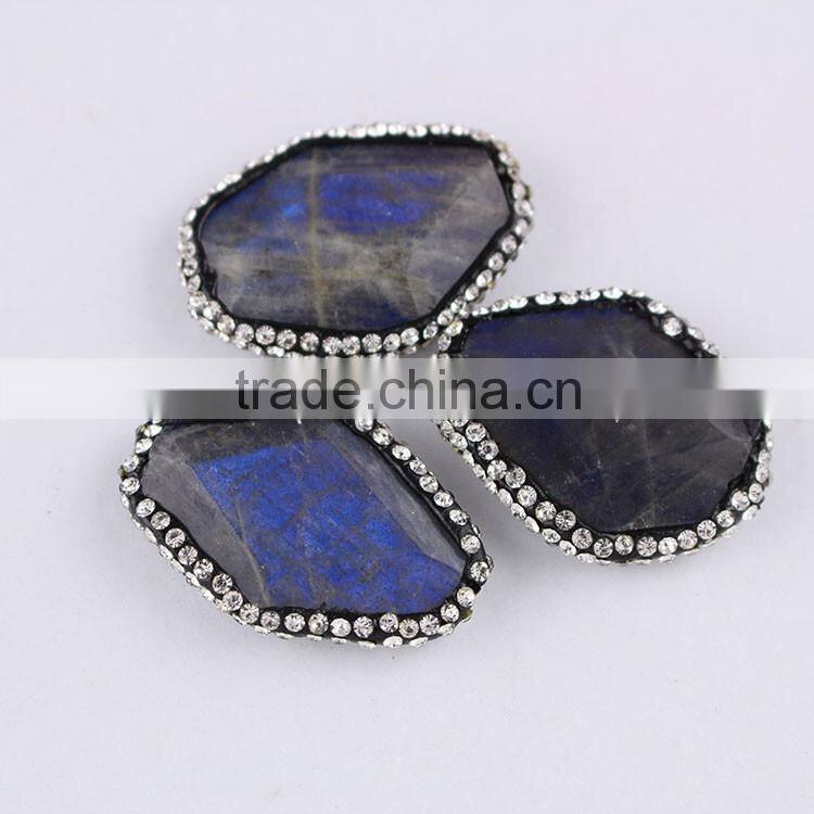JF8597 Wholesale crystal pave freeform faceted blue labradorite beads