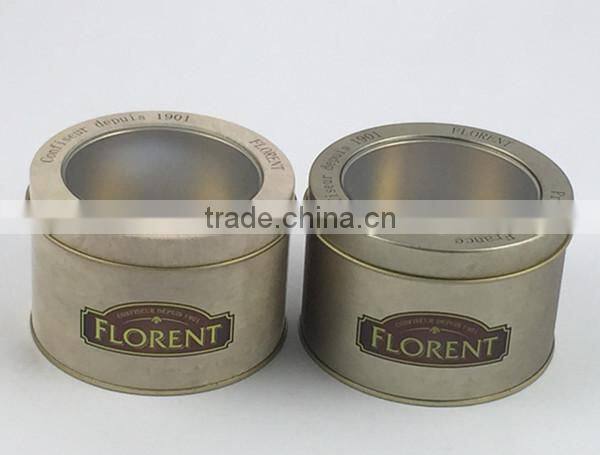 round copper tin canister for tea pack