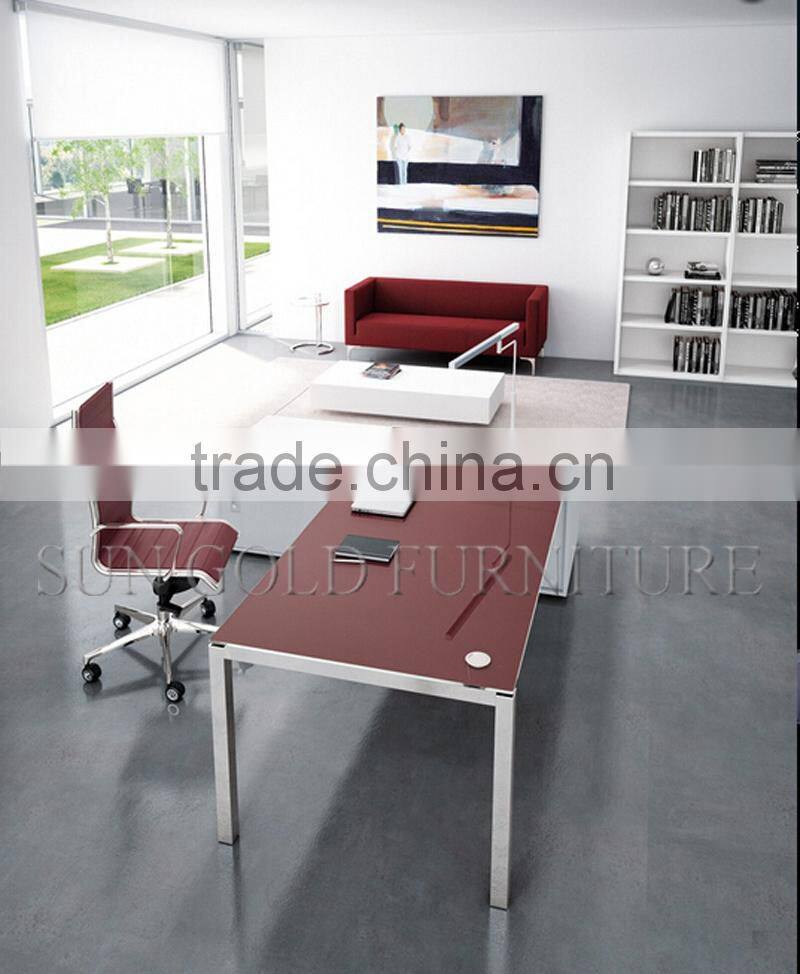 Modern Manager Table Elegant Executive OfficeTempered Glass Desk(SZ-OD491)