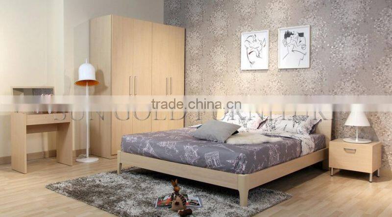 latest double bed designs wooden bed picture(SZ-BT008)