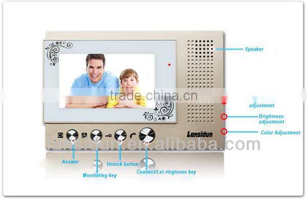 2016 hot sale in Asia 7 inch video interphone system audio door bell