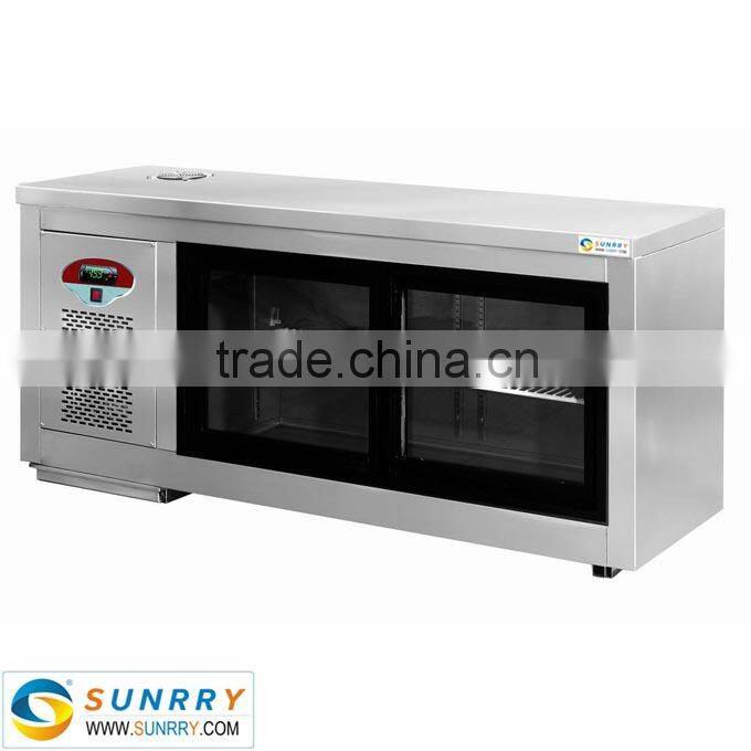 Restaurant display counter commercial mini vegetable refrigerator glass door