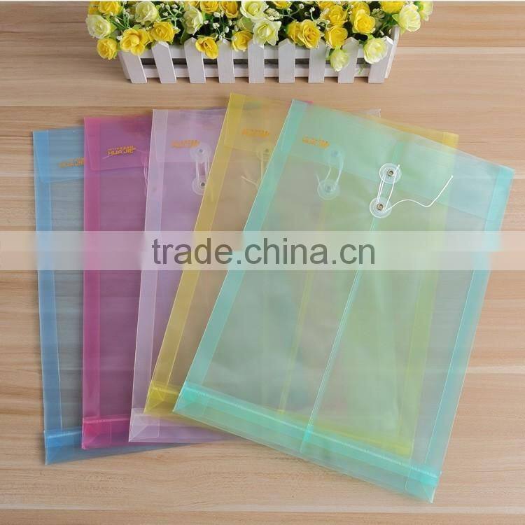 Plastic Clear A4 PP File Folder Bag With Button