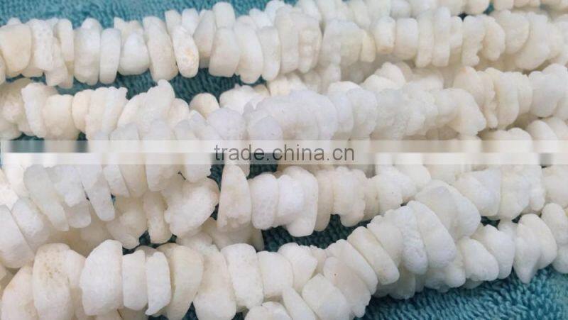 Natural gemstone nugget white coral with centre drill