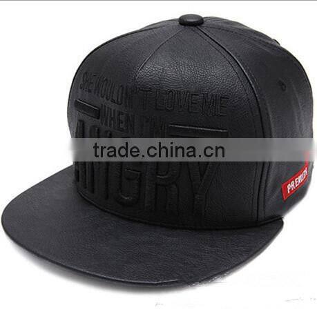 PU Embroidery Snapback Cap Hip-hop Hat Adjustable