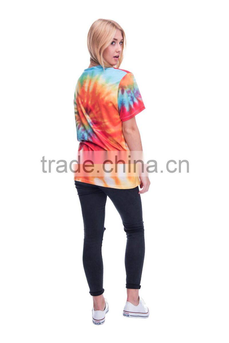Hot Sale Digital Print Flower Power Custom Women Tshirt Wholesale