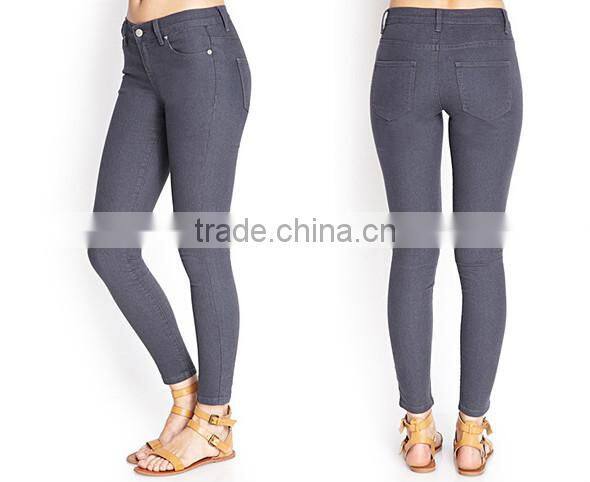 2014 new arrival fashion design wholesale skinny 3 colors pencil jeans for woman