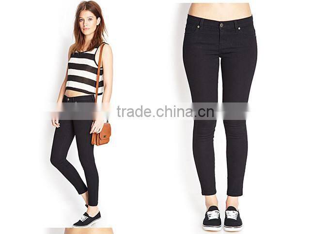 2014 new arrival fashion design wholesale skinny 3 colors pencil jeans for woman
