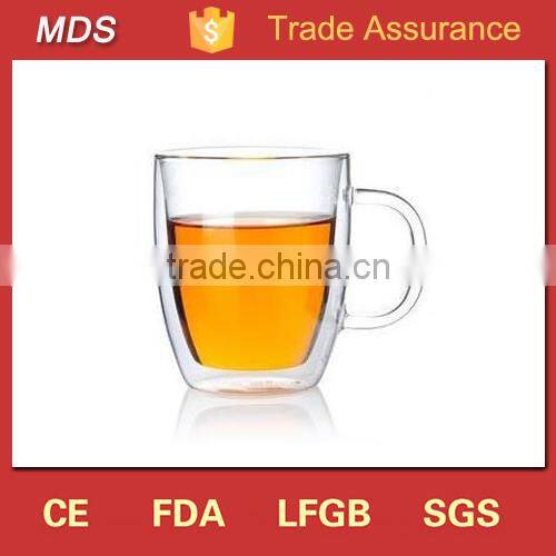 Best price products double wall glass coffee mug with handle