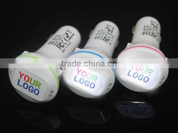 Factory hot selling 5V 2.1A Dual USB port car charger with high quality
