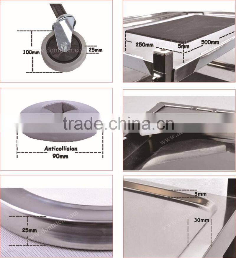 Two Tier Utility Trolley Stainless Steel Kitchen Restaurant Dining Cart 95cm